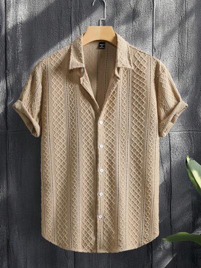 SHEIKH CART ARTICLE #4039 Short Sleeve Textured Knit Shirt – Sandstone